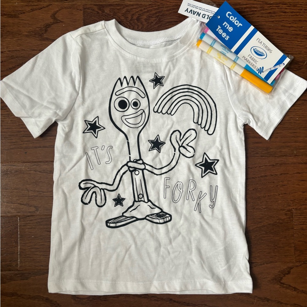 Disney Toy Story 4 Forky Color Me Graphic T-Shirt (with Crayola Fabric Markers)